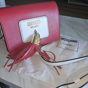 Moschino Milano Pink Leather Crossbody Bag